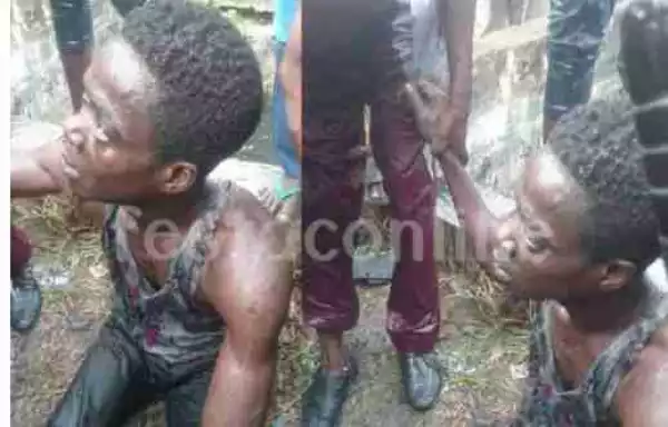 Thief Jumps Into A Canal In Festac Town, Lagos To Evade Jungle Justice [Photos]